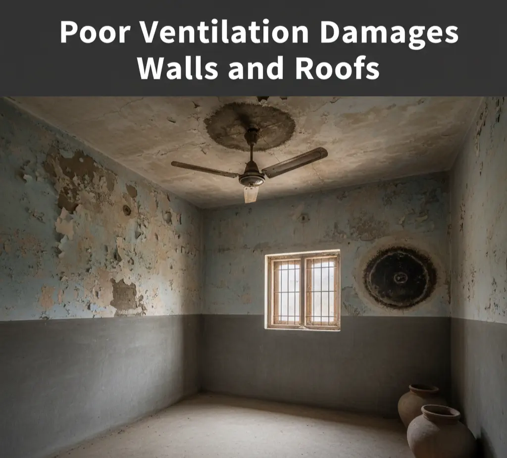 How poor ventilation damages walls and roofs in pakistani homes 1 Poor ventilation damage walls & roof - gharhub